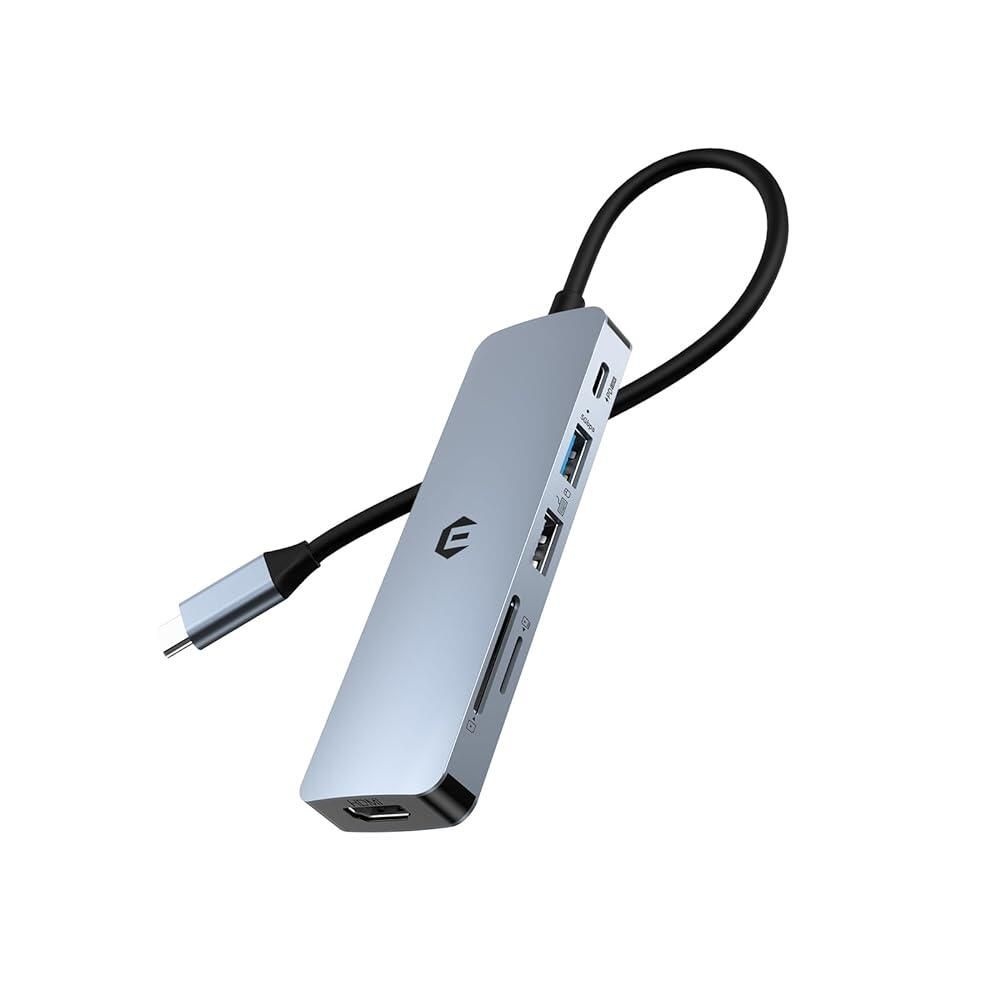 Oditton [해외] Oditton USB C 허브, 맥 프로/에어, 아이패드 프로, 아이맥 등을 위한 에센셜 6 in 1 어댑터, 4K HDMI, 100W PD, USB 3.0/2.0, SD/TF