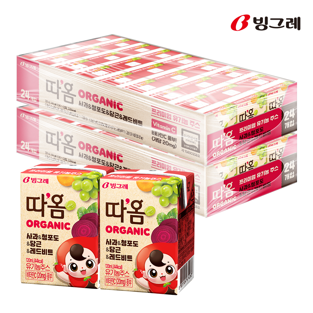 따옴 빙그레 따옴 주스 사과 청포도 당근 레드비트 120ml 24팩+24팩