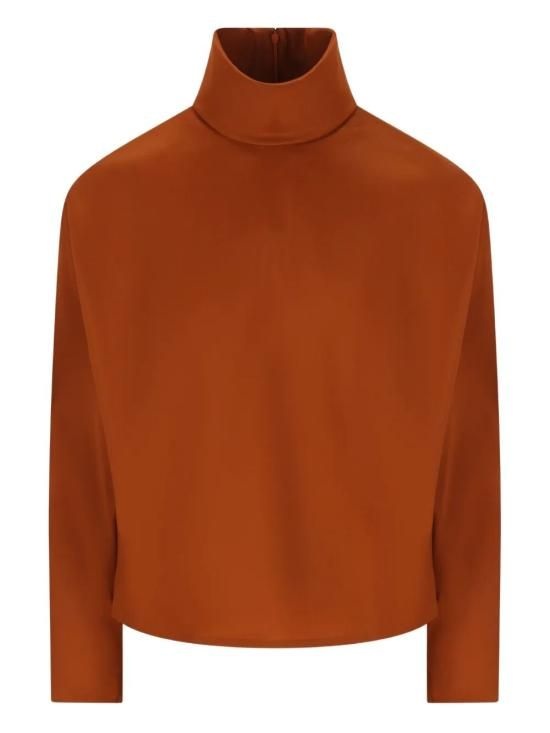 [해외] 생로랑 25FW 생로랑 실크 블렌드 탑 845857Y5J95 2498 BROWN
