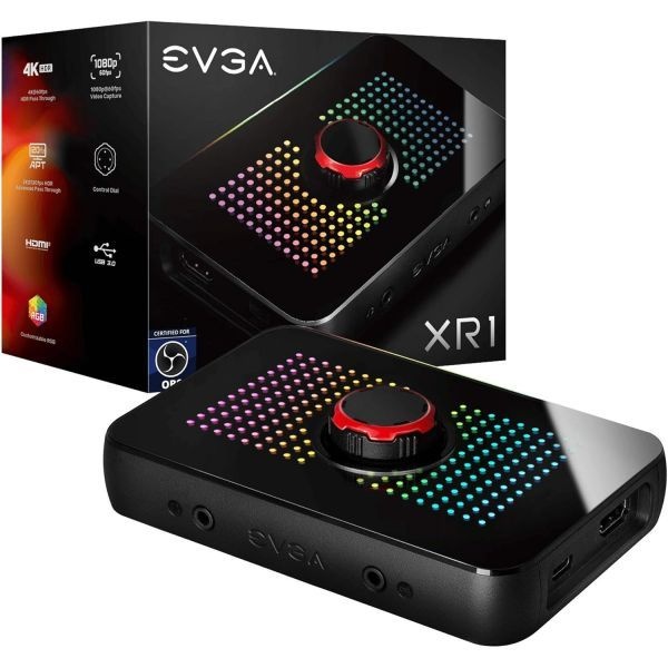 EVGA [해외] EVGA XR1 캡처 카드 OBS 인증 USB 3.0 장치 4K 패스스루 ARGB 오디오 믹서(PC PS5 PS4 Xbox 시리즈 X와 S One 닌텐도 스위치)