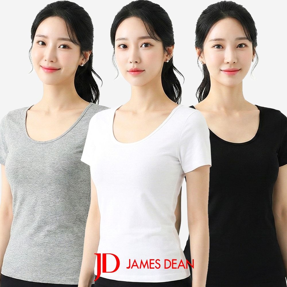 제임스딘 여성 반팔 런닝 면스판 기본 여자 티셔츠 JHWRV014