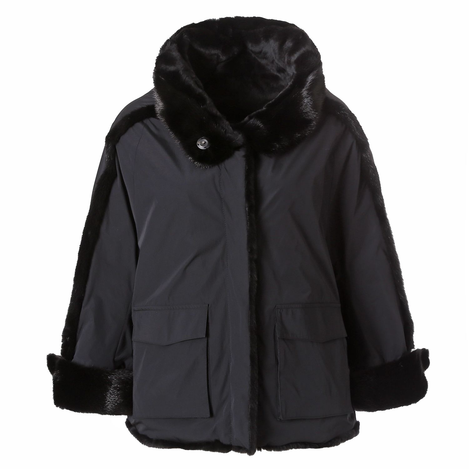 [롯데백화점] 마담포라 블랙 루즈핏 크롭 위즐 밍크 자켓MB4FJ607A LE1220721087