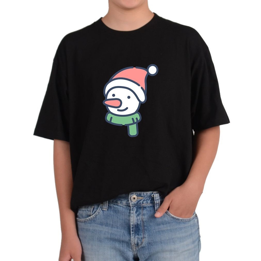 오버핏 반팔티 눈사람 모자쓴눈사람 당근코 녹색머플러 눈사람도 추워요