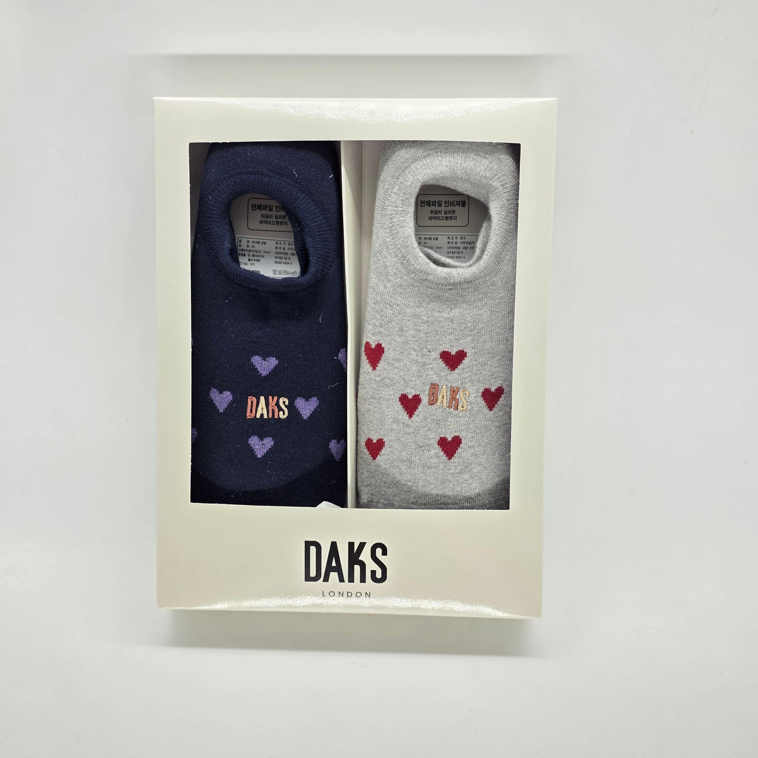 [롯데백화점] 닥스 여성 반목하트 덧신 양말 2족 선물세트 26418 LE1220887857