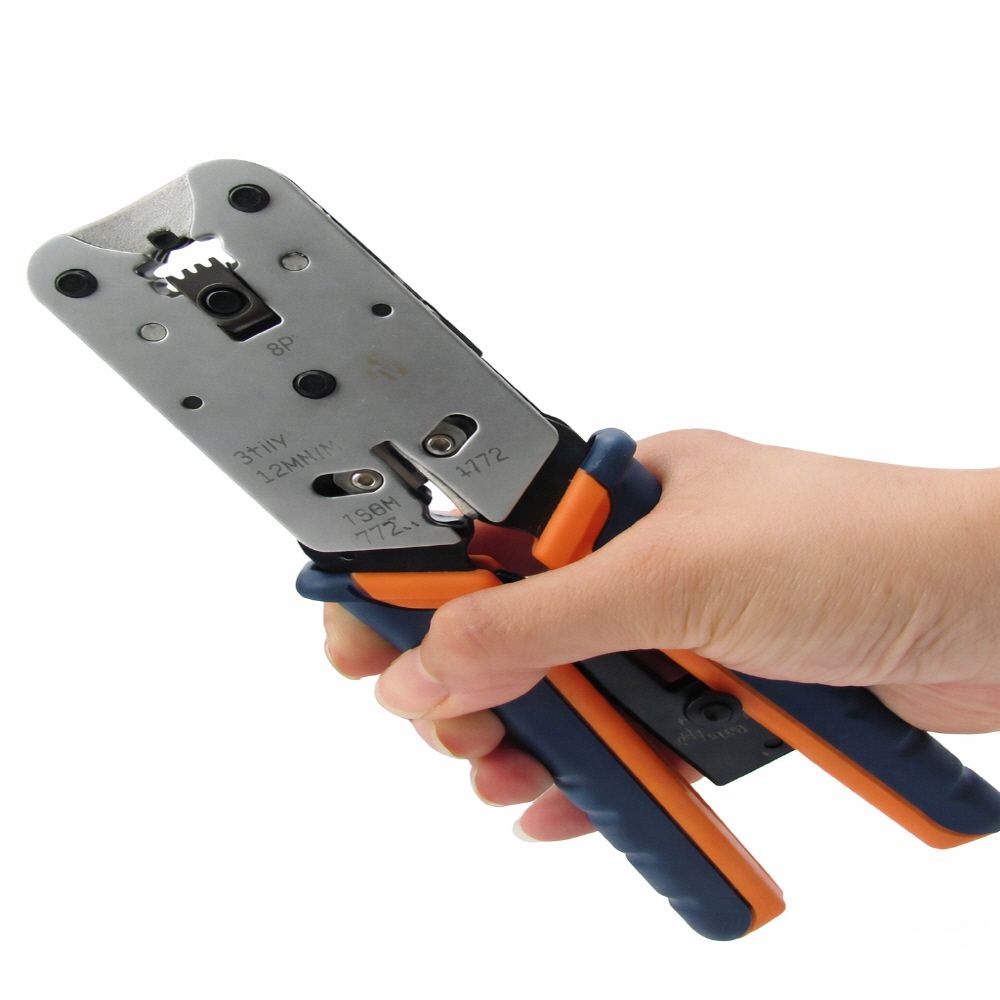 강원전자 제작용 크림핑 랜툴 케이블탈피 스트리퍼 커넥터 컷팅 압착기 8P AMP CAT6 6A 7 클림핑 플러그 랜선