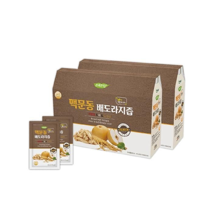 [초록한입] 국내산 맥문동 배도라지즙 80ml x 21포 (2박스/총42포)