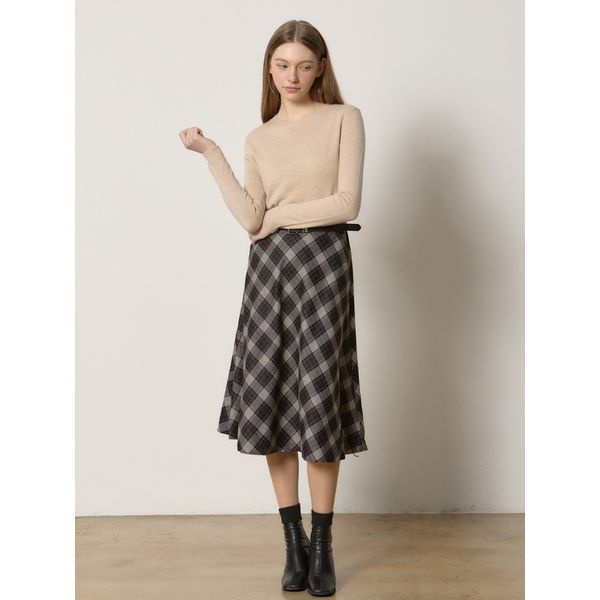 오조크 오조크 [하프클럽]벨티드 체크 플레어 스커트 (택가격： 70000원)