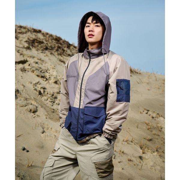 OFFGRID OFFGRID [이민재 착용]오디세이 컬러블럭 후드 자켓-베이지 344460