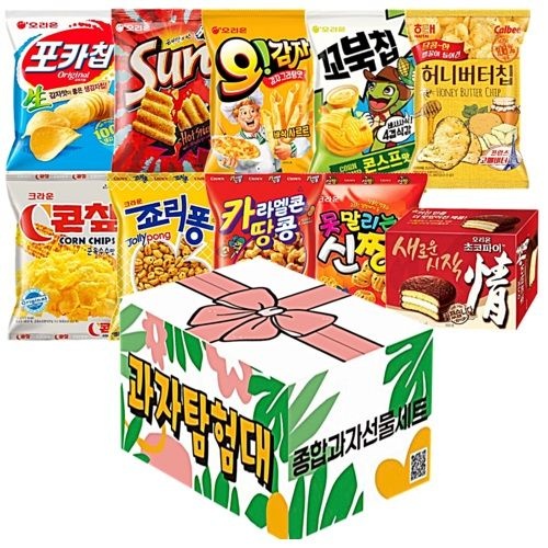 리본박스 10종 종합 과자 세트( 오리온 + 포카칩 + 썬칩 + 오감자 + 꼬북칩 + 허니버터칩 + 콘칩 + 죠리퐁 + 카라멜콘)