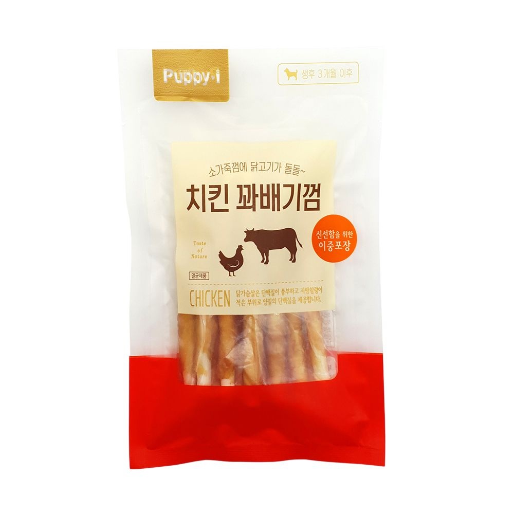 퍼피아이 육포간식 치킨꽈배기껌 100g 강아지간식