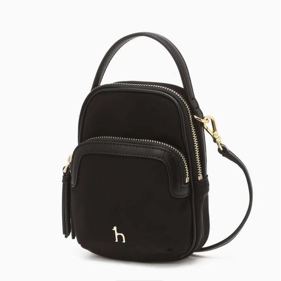 헤지스 블랙 나일론 더블지퍼 크로스 미니백 HIWA6E430BKs