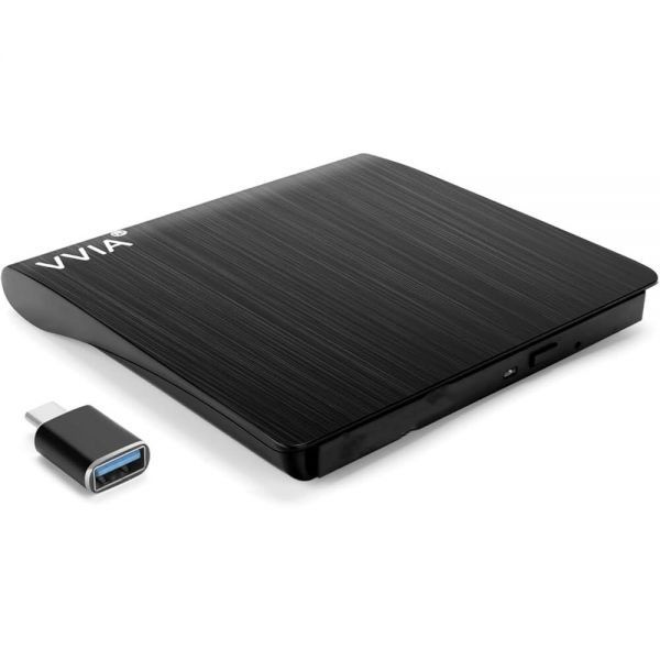 VVIA [해외] Vvia 외장 CD/DVD 드라이브, 휴대용 USB 3.0 Type-C CD +/-RW 드라이브 DVD 플레이어, ROM 리라이터 버너, 노트북 데스크톱용,