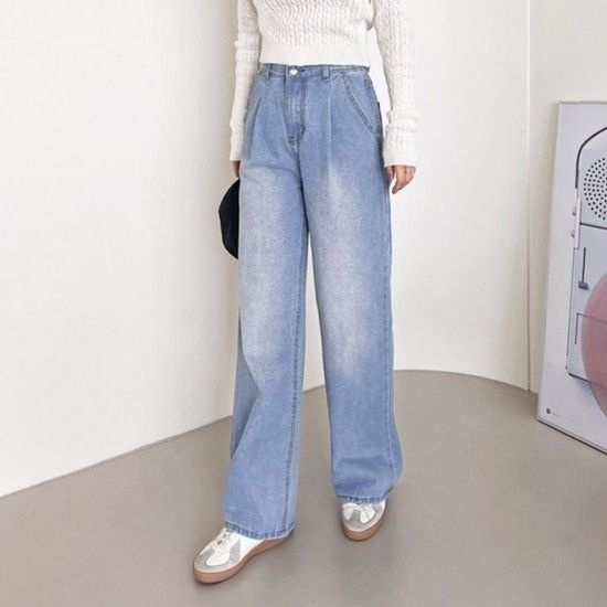 라이프커머스 (스타일하우스) 청바지 데님팬츠 2JMM 여자 핀턱 데님 WSF2004 워싱와이드 루나