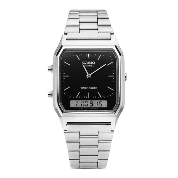 카시오 카시오 AQ-230A-1DHDF (AQ-230A-1D) 아날로그 디지털 스퀘어 빈티지 레트로 공용 메탈시계