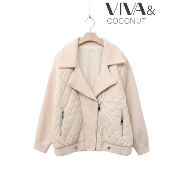 [비바앤코코넛] [여성] 누빔 라이더 레더 포켓 자켓 VNDCJK10DB1