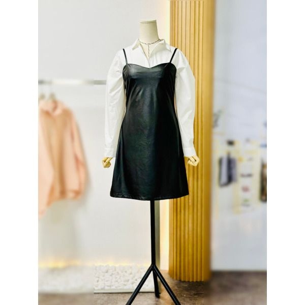 [비바앤코코넛] 페이크 레더 뷔스티에 미니 원피스 VSC9OP04MC1