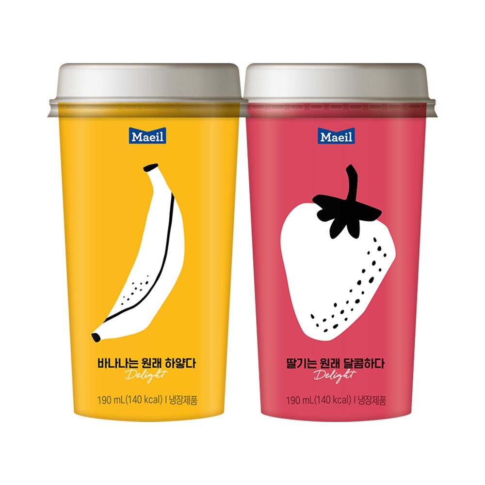 [온세일][FRESH 신상] 매일 바나나는 원래 하얗다&딸기는 원래 달콤하다 컵 냉장 190ml 10개 (바나나는 원래 하얗다 190ml 10팩)