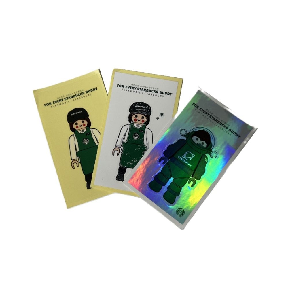 스타벅스 x 플레이모빌 2021 홀로그램 화이트 피규어 스티커 레오 조이