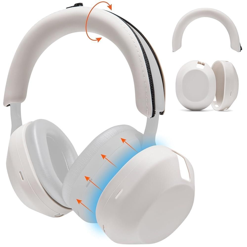 WC [해외] WC ShellZ XM5 - 소니 WH1000XM5용 보호 헤드폰 외부 쉘 및 헤드밴드 커버 Wicked Cushions 제작 | 프리미엄 실리콘으로 실버