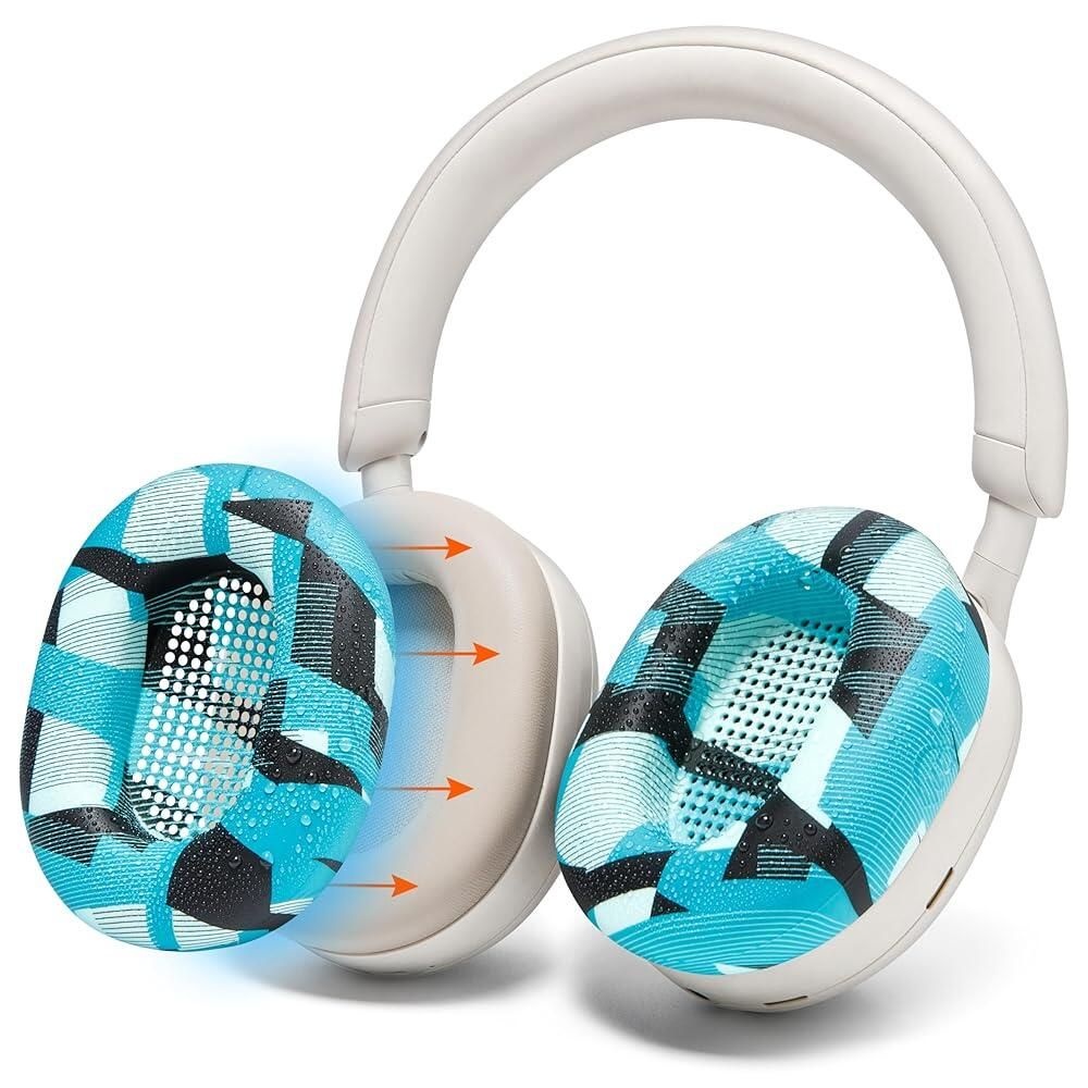 WC [해외] WC SweatZ XM5 - Wicked Cushions 소니 WH1000XM5용 특허받은 이어패드 스웨트 커버 | 풀 360도 보호 땀 방지 및 쉬운 세탁 시안