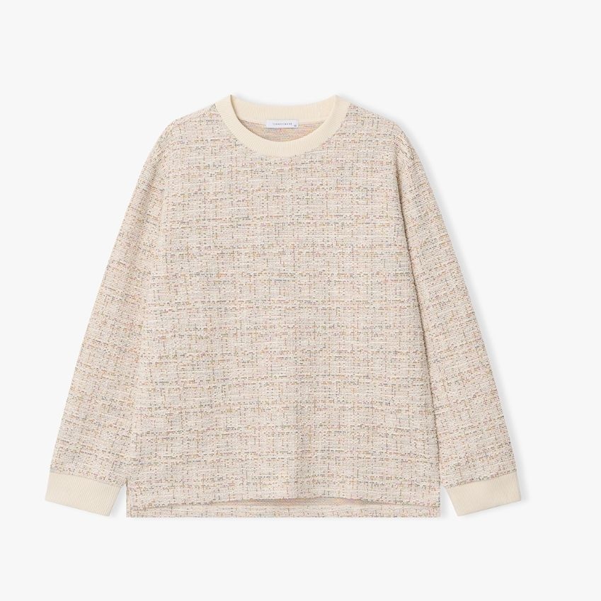 [롯데백화점]  남성 25F/W 크림 멀티컬러 트위드 텍스쳐 티셔츠 LLF41606 LE1220320723