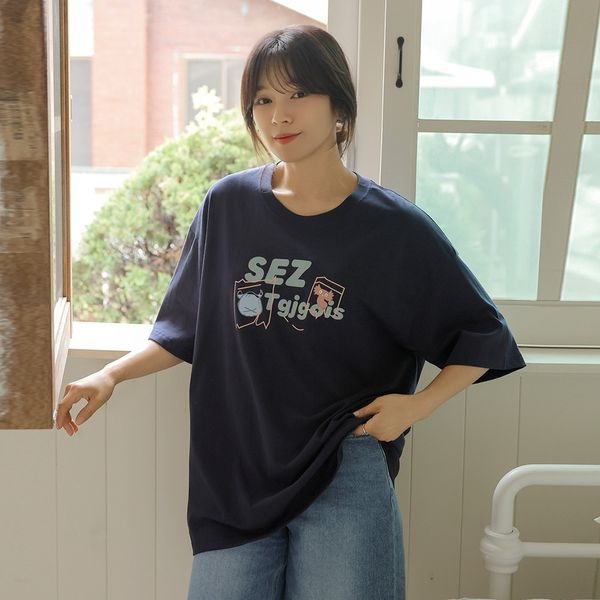 엘리시아 [하프클럽]로츠 캐주얼 프린팅 반팔 티