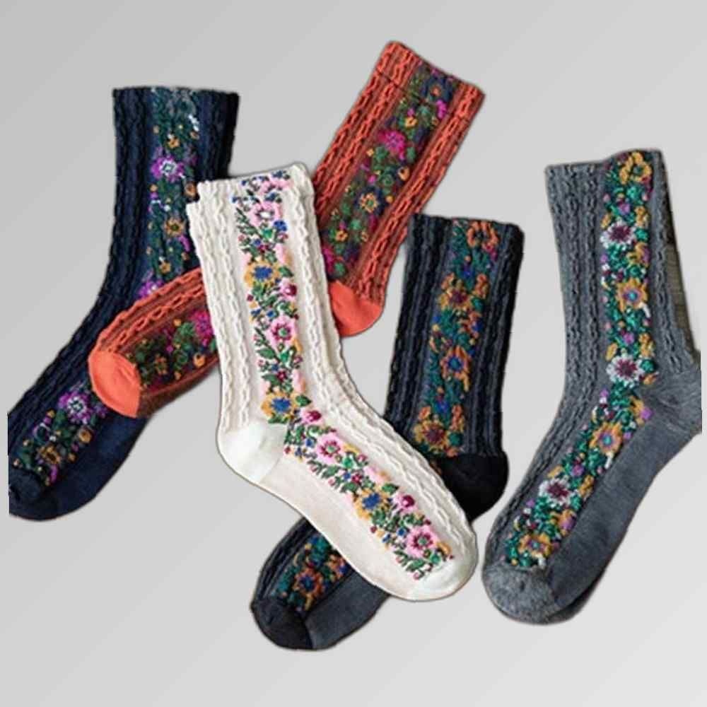 101partners 긴목 양말 꽃자수 패션 데일리 여성 여성양말 단목양말 골지양말 플라워양말 발목양말 겨울양말 패션코디양말