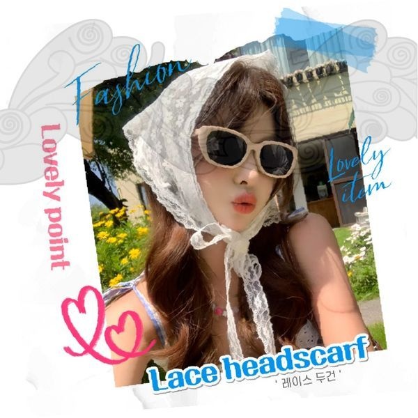 ㈜태성커머스 협력업체 레이스 삼각두건 머리스카프 꽃무늬 헤어밴드 주방 요리 위생용