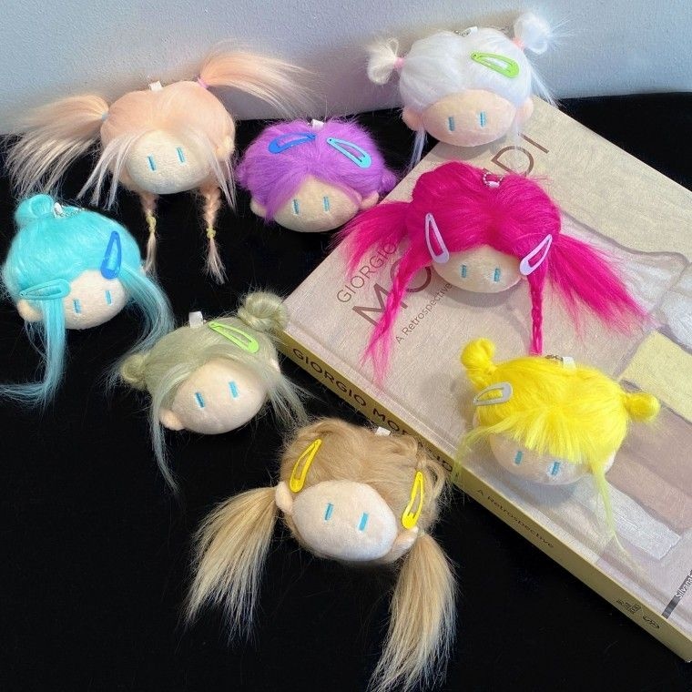 실눈 소녀 얼굴 인형키링  산발 머리카락 인형 가방고리 인형뽑기 인기 제품