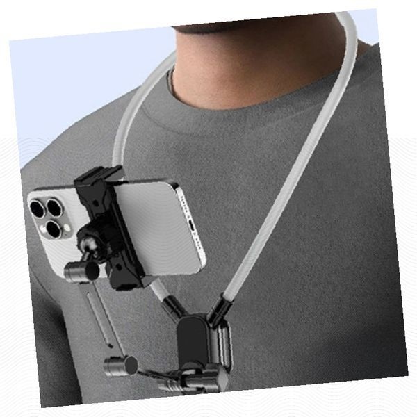 목걸이형 스마트폰 거치대 셀프 촬영 보조 도구 각도 조절 가능 여행 브이로그