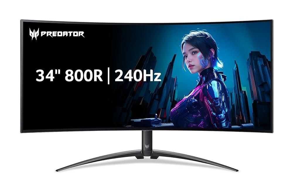 [해외] Acer Predator X34 | 34인치 UWQHD 3440 x 2440 OLED 800R 곡선형 게이밍 모니터 | AMD FreeSync 프리미엄 프로 | 240Hz | 0.01ms | VESA Disp