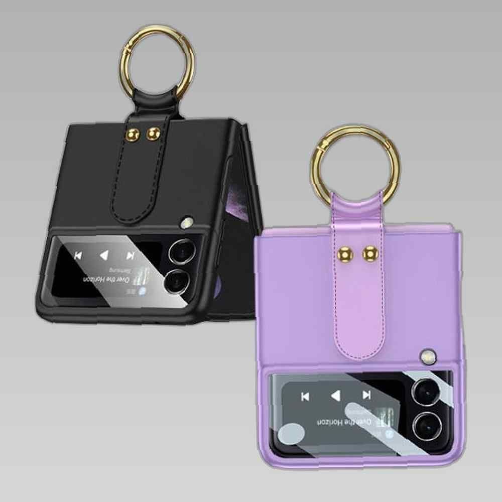 비오비 갤럭시Z플립4/Z플립3 가죽링크 골드링 하드케이스 제트플립3케이스 Z플립4링케이스 제트플립4케이스 지플립4케