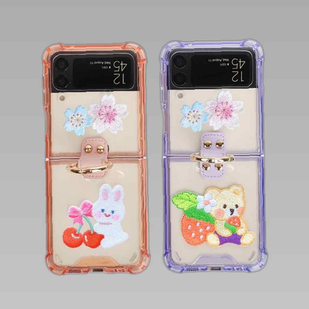 링크뷰 갤럭시Z플립4/3 체리블라썸 에어쿠션 골드링 케이스 제트플립3케이스 제트플립4케이스 삼성지플립3케이스 z플립