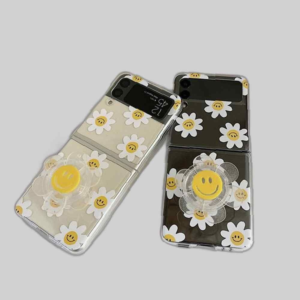 비오비 갤럭시Z플립4/3 스마일 데이지 폰톡일체형 하드케이스 제트플립3케이스 제트플립3데이지 지플립4케이스 제트플