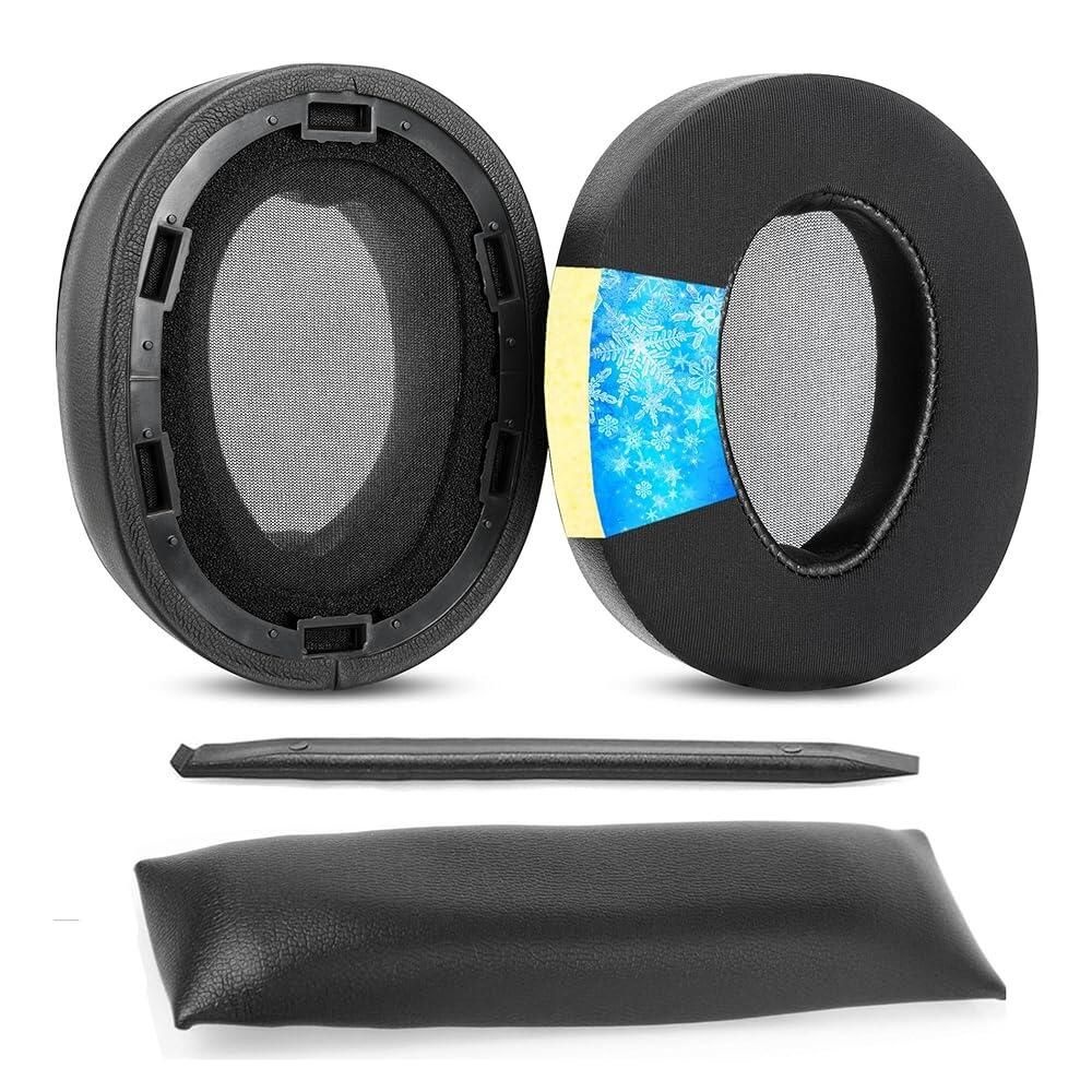 TaiZiChangQin [해외] TaiZiChangQin MDR-100ABN 쿨링 젤 이어패드 교체용 소니 WH-H900N MDR 100ABN 헤드셋 이어 패드 쿠션 단백질 가죽 헤드밴드 메