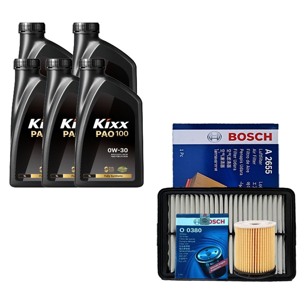 킥스 더뉴셀토스 1.6 가솔린 터보 킥스 PAO100 0W30 5L 엔진오일 보쉬 필터 세트
