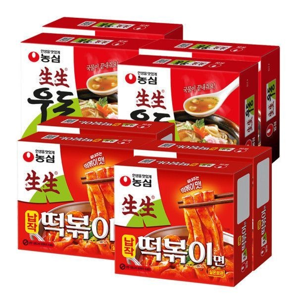 생생우동 봉지 253g x4개 + 생생 납작떡볶이면 258g 378499
