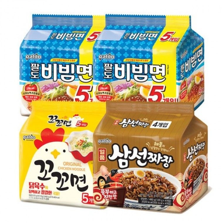 팔도 비빔면 2팩 + 꼬꼬면 일품삼선짜장 (총 19봉)