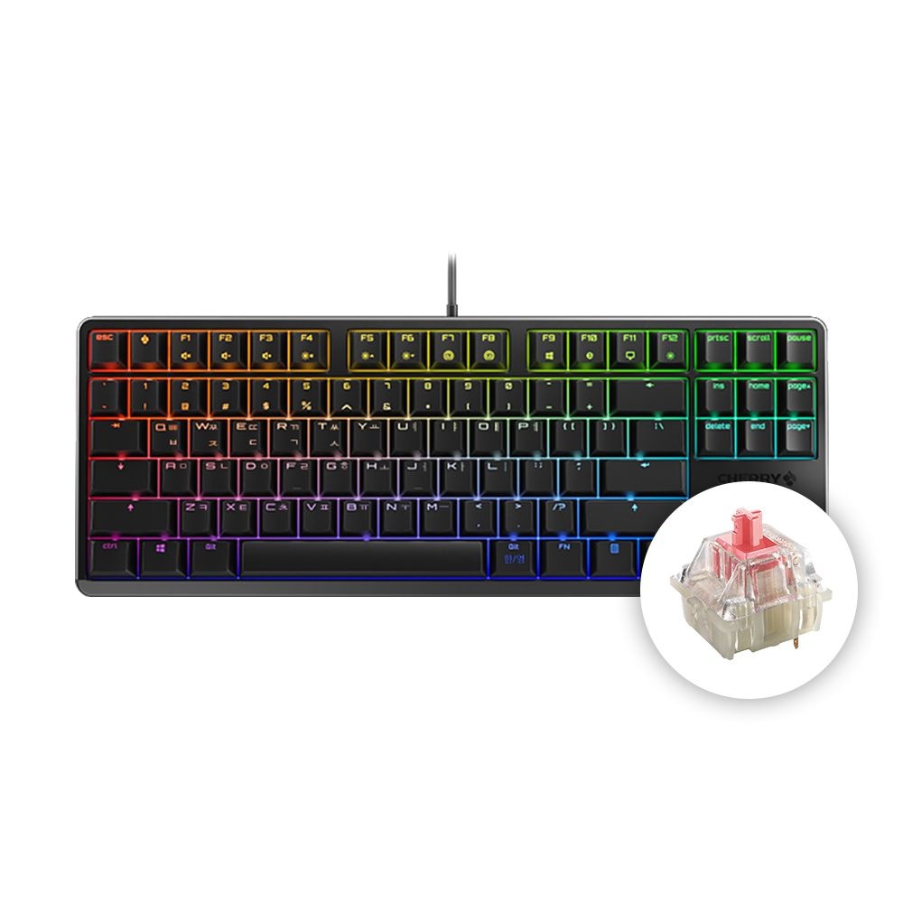 CHERRY 체리 G80-3000S TKL RGB 기계식 키보드 사무용 텐키리스 블랙 저소음 적축