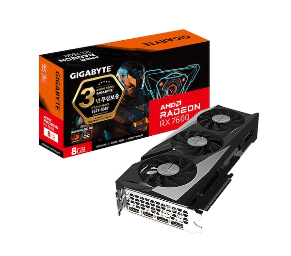 [온누리상품 상생페이백] 기가바이트 GIGABYTE 라데온 RX 7600 GAMING OC D6 8GB