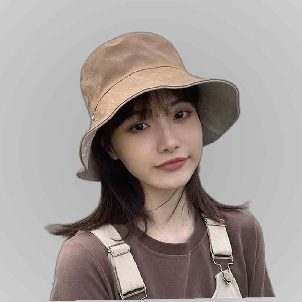 여자 캠핑 룩 등산 벙거지 양면 햇 모자 배색 버킷 모자종류챙없는모자 연예인모자패션모자 모자햇빛가리개 버