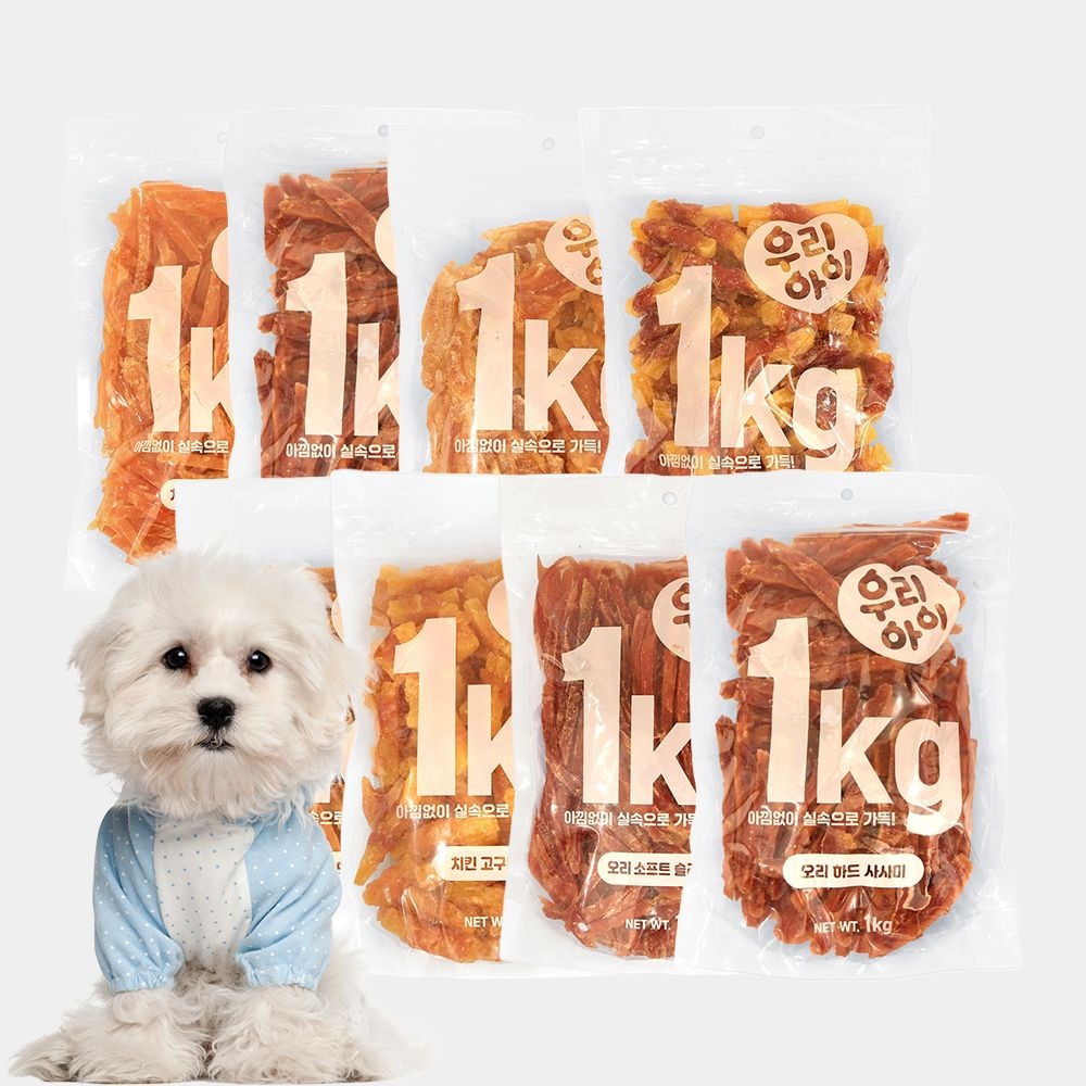 데이스포 [L포인트 적립] 데이스포 강아지 치킨 오리 대용량 사사미 1kg 15종 2개 골라담기