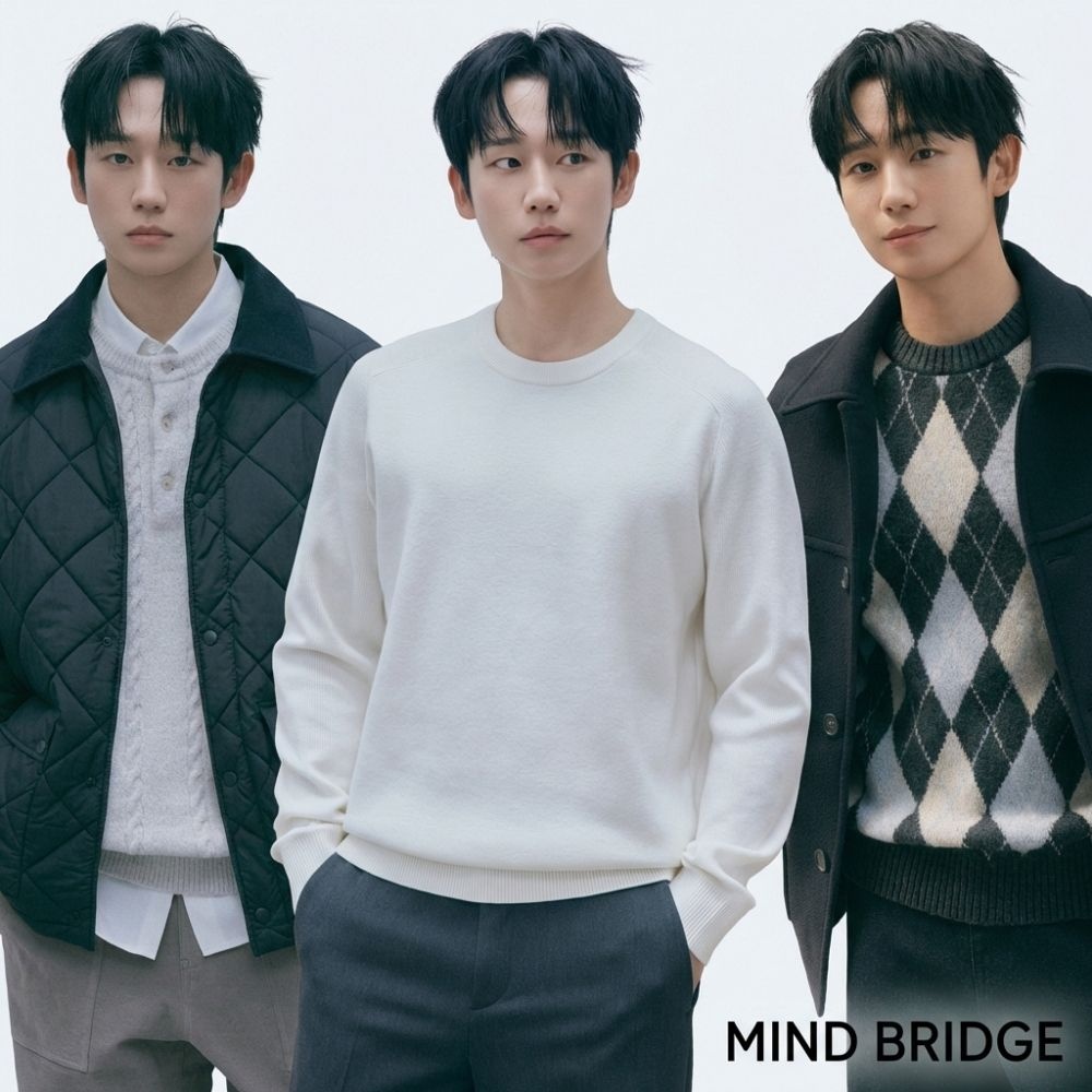 마인드브릿지 알파카 브이넥 세미오버핏 니트