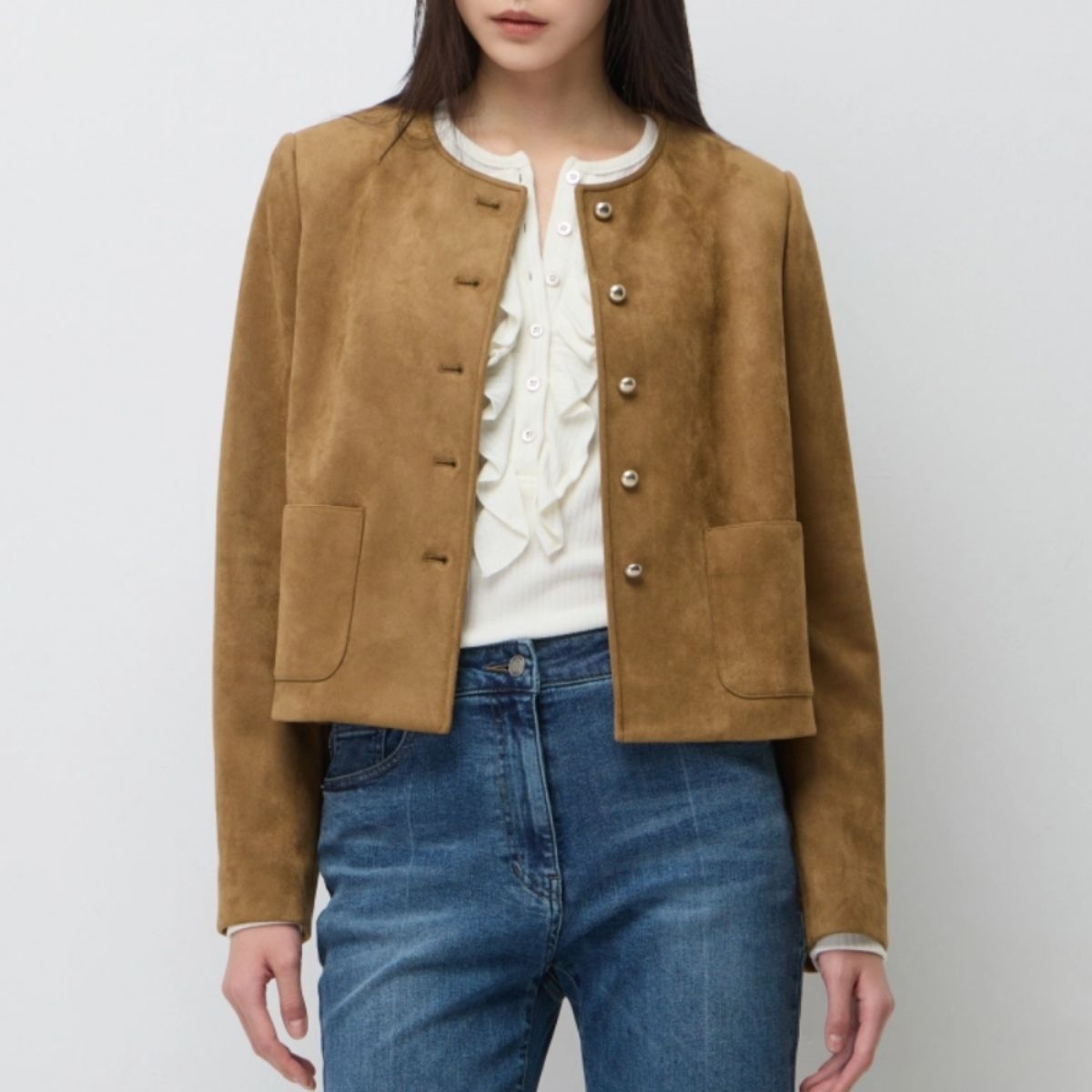 [롯데백화점] 시슬리 드라마 스웨이드 페이크 원넥 자켓 SALE01611 LE1220908723