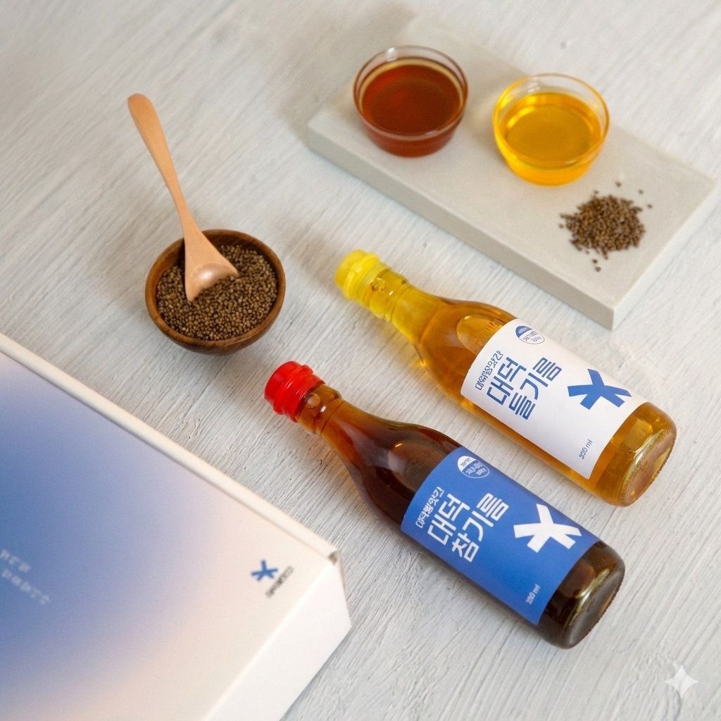 100% 국산참기름 국산들기름 선물세트 350ml*2병