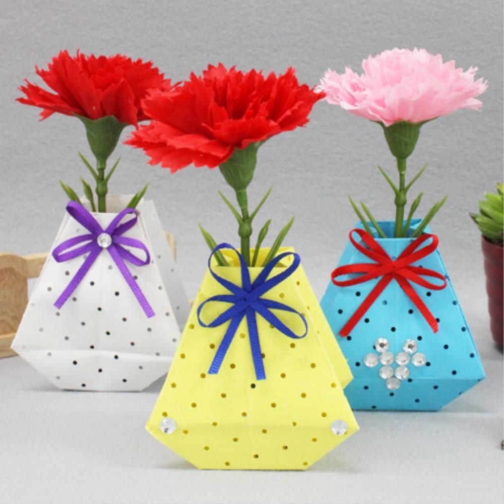 카네이션 꽃병 방향제 만들기 5인 종이접기 초등생 방과후 어버이날 청소년