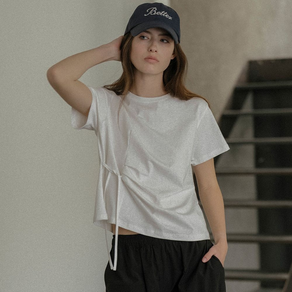 Side tuck strap T-shirt [KNSS03TS08]_Ivory