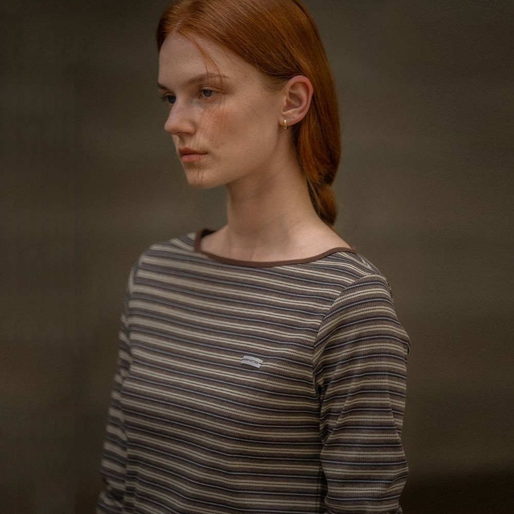 Multi stripe ribbed longsleeve T-shirt [KNFW03TS14]_[2color]