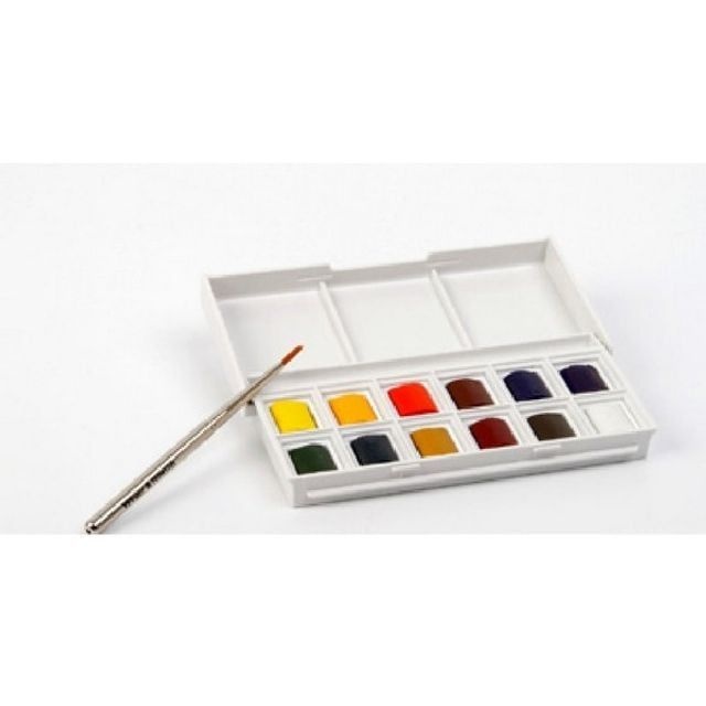 WINSORNEWTON 고체물감세트 12색 미술수업용 학용품