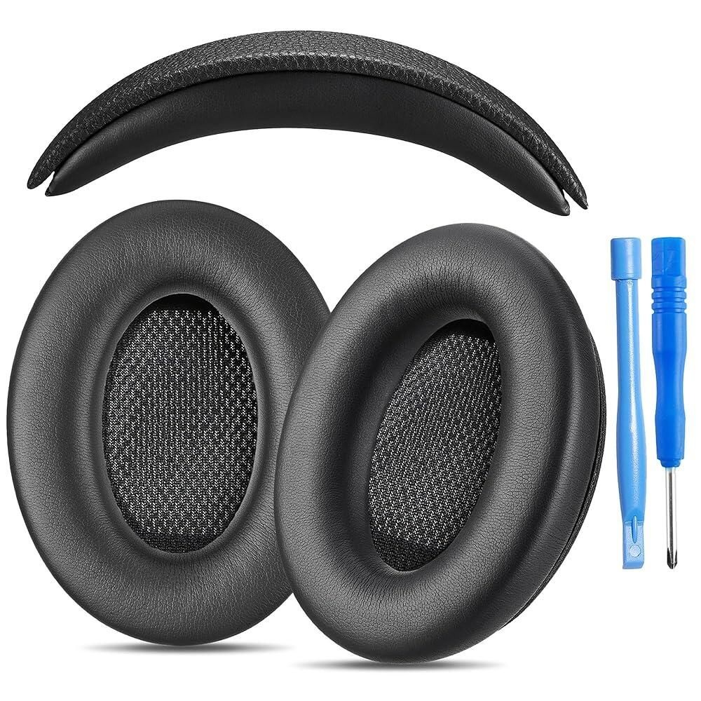 [해외] 교체용 QC15 이어 패드, QC2 패드 및 V2 헤드밴드 쿠션 Bose QuietComfort 15 (QC15) 2 (QC2) 헤드폰과 호환 가능 (검은색)